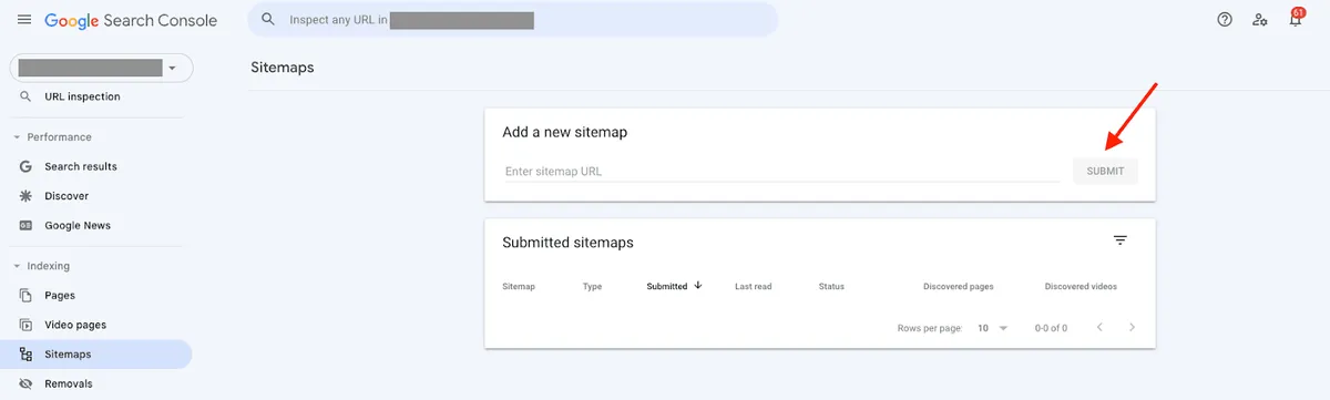 Google Search Console - Submit Page